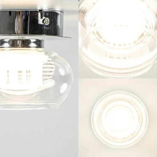 Chromen plafondlamp met helder glas incl. LED