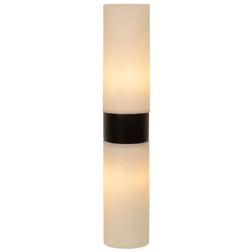 Cilinder badkamerlamp zwart met opaal glas IP44