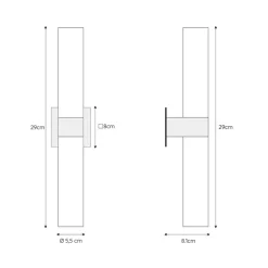 Cilinder badkamerlamp zwart met opaal glas IP44