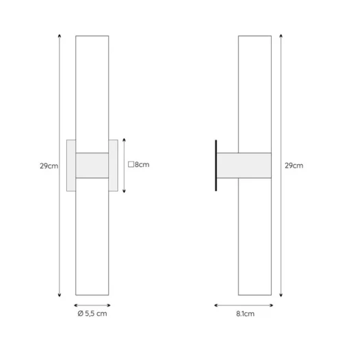 Cilinder badkamerlamp zwart met opaal glas IP44