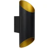 Cilinder wandlamp zwart goud up+down
