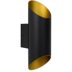 Cilinder wandlamp zwart goud up+down