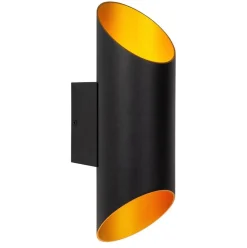 Cilinder wandlamp zwart goud up+down