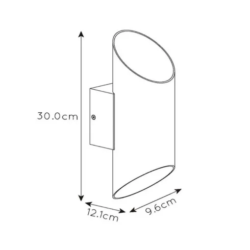 Cilinder wandlamp zwart goud up+down