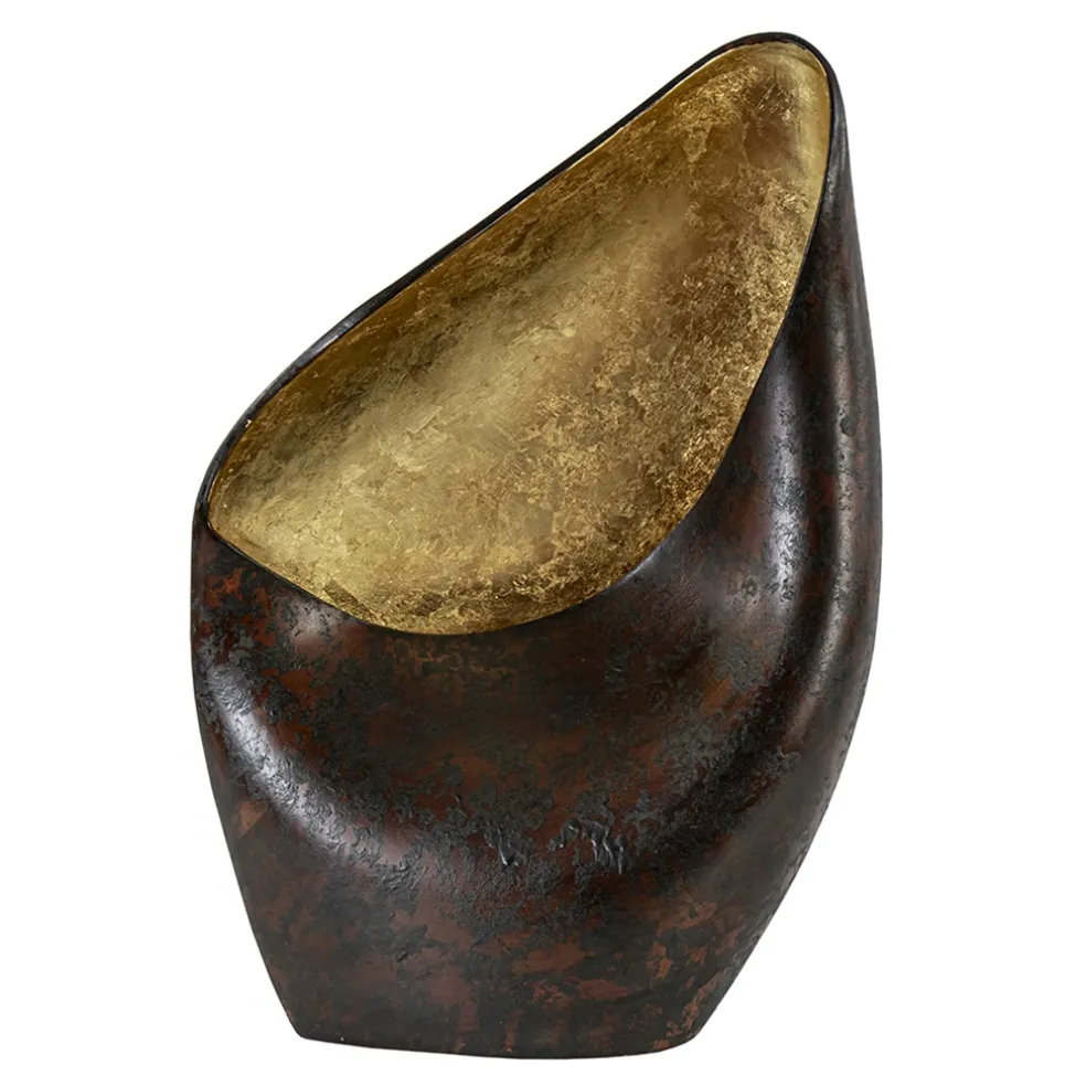 Decoratieve tafellamp corten brown met goldleaf