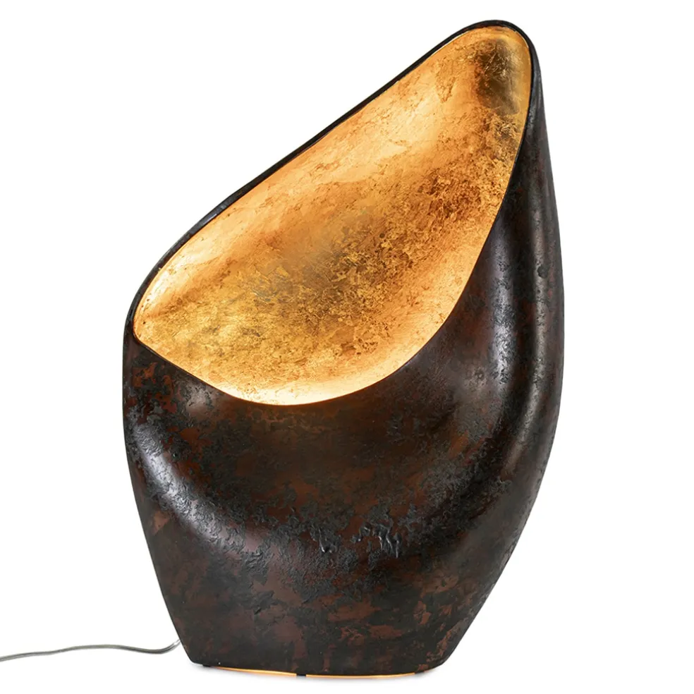 Decoratieve tafellamp corten brown met goldleaf