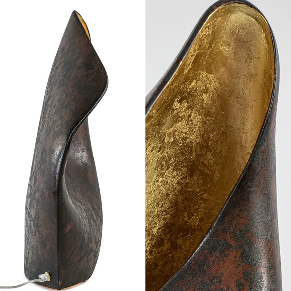 Decoratieve tafellamp corten brown met goldleaf