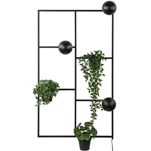 Decoratieve wandlamp zwart inclusief potten