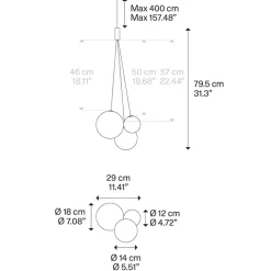 Design hanglamp Random rose goud glas inclusief LED