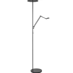 Design LED uplighter met leesarm zwart geborsteld staal