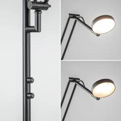Design LED uplighter met leesarm zwart geborsteld staal