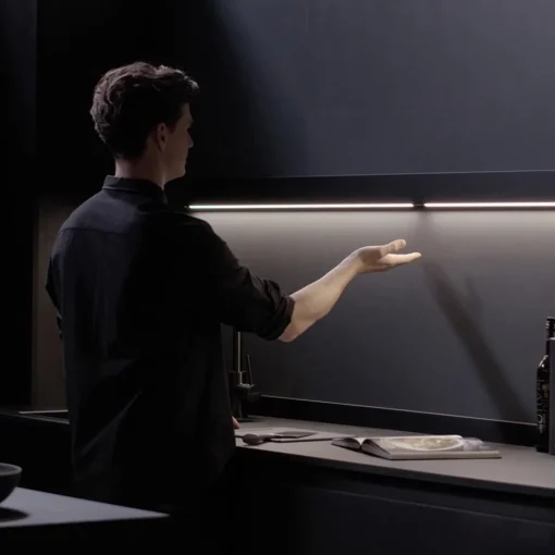 Design LED wandlamp zwart met Gesture Control 90 cm