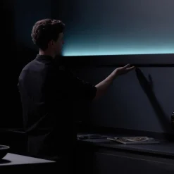 Design LED wandlamp zwart met Gesture Control 180 cm