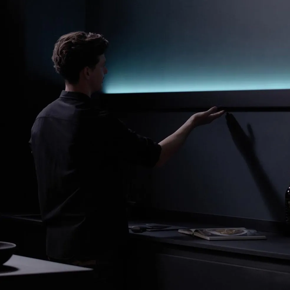 Design LED wandlamp zwart met Gesture Control 180 cm