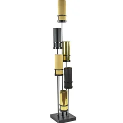 Design vloerlamp met cilinder kappen zwart/goud