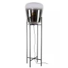 Design vloerlamp zwart frame met grote glazen kap