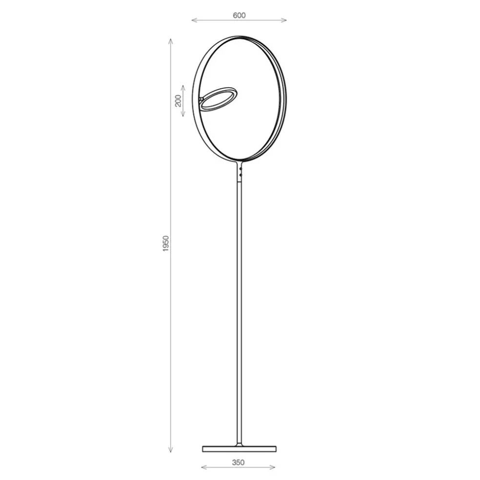 Design vloerlamp zwart met dubbele LED ring