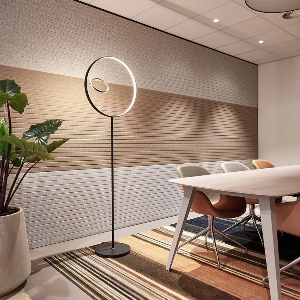 Design vloerlamp zwart met dubbele LED ring