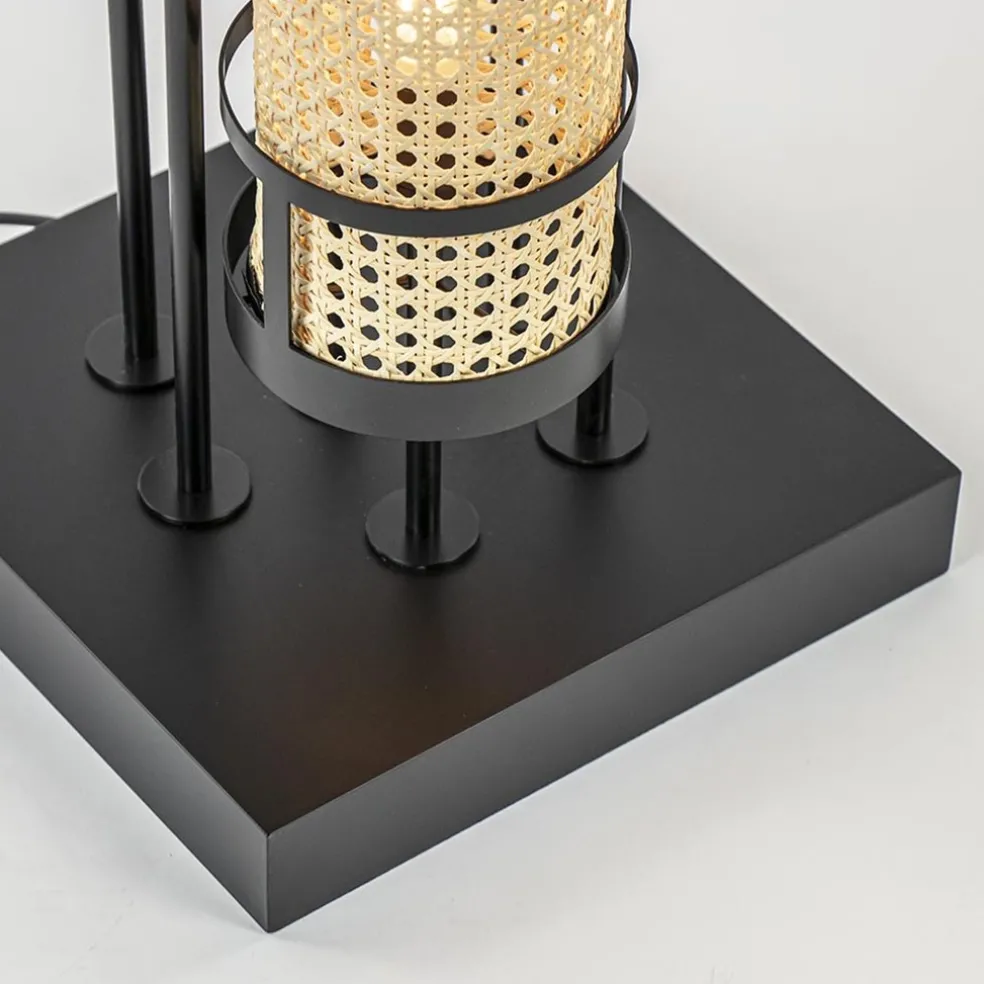 Design vloerlamp zwart met webbing kappen