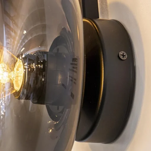 Design wandlamp mat zwart met smoke glas 8-lichts