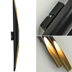 Design wandlamp Pipes mat zwart met goud
