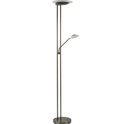 Dimbare LED uplighter met leeslamp donker brons