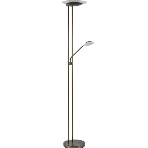 Dimbare LED uplighter met leeslamp donker brons