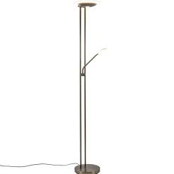 Dimbare LED uplighter met leeslamp donker brons