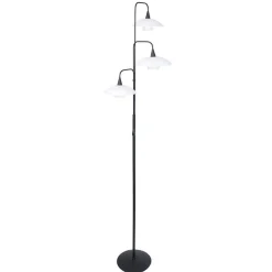 Dimbare LED vloerlamp zwart met witte schotels