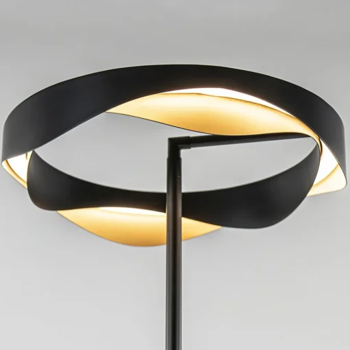Dimbare LED vloerlamp zwart met goud
