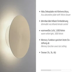 Dimbare LED wandlamp op accu goud