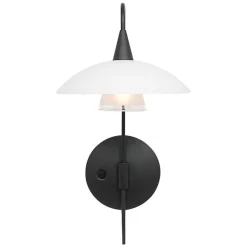 Dimbare LED wandlamp zwart met witte schotel