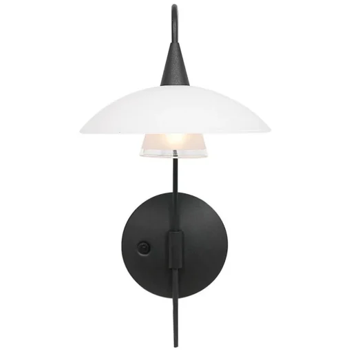 Dimbare LED wandlamp zwart met witte schotel