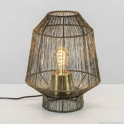 Draad tafellamp Vitora antiek brons