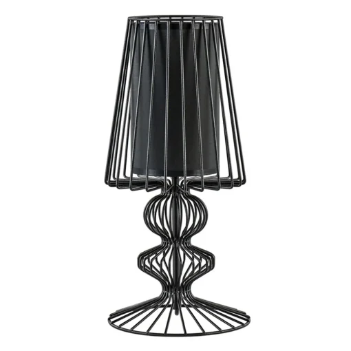 Draad tafellamp zwart met cilinder kap