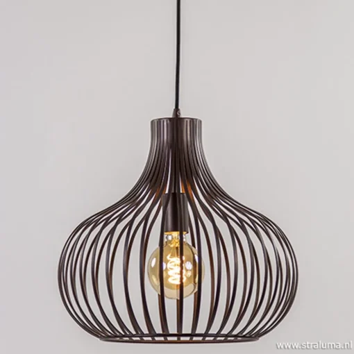 Draadhanglamp landelijk brons-bruin 38cm