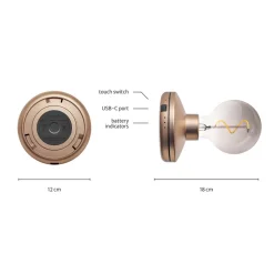 Draadloze wandlamp oplaadbaar goud met smoke
