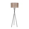 Driepoot schelpen vloerlamp zwart met bruin en goud