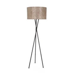 Driepoot schelpen vloerlamp zwart met bruin en goud