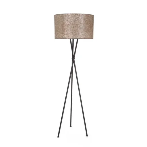 Driepoot schelpen vloerlamp zwart met bruin en goud