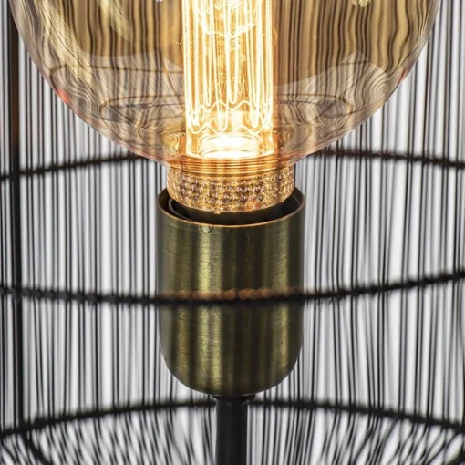 Driepoot vloerlamp Gruaro zwart met brons