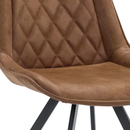 Eetkamerstoel microleder Bull camel met zwarte poot