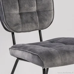 Eetkamerstoel velours grijs met zwart