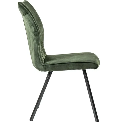 Eetkamerstoel velvet groen met zwart