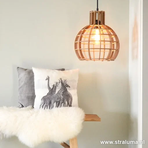 Eettafel hanglamp Globe Lingehof hout