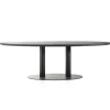 Eettafel ovaal zwart eiken met metalen poot 300x120 cm