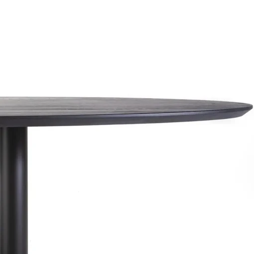 Eettafel ovaal zwart eiken met metalen poot 300x120 cm