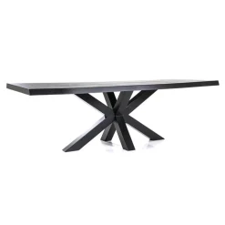 Eiken boomstam tafel met spinpoot zwart 240x100 cm