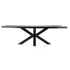 Eiken boomstam tafel met spinpoot zwart 240x100 cm