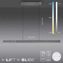 Elektrisch verstelbare LED hanglamp grijs dimbaar